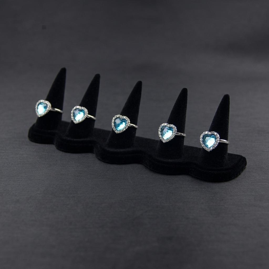 Resin Ring Display Stand With Black Flocking For Jewelry Storage And Decoration