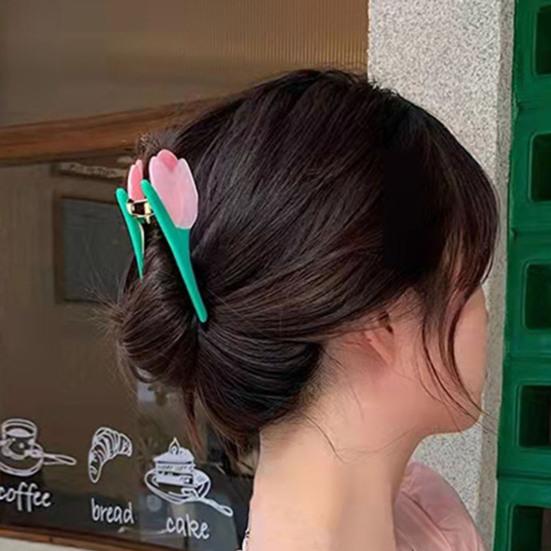 Bright Color Crossing Teeth Big Hair Clip Acetic Acid Tulip Sunflower Shape Bath Hairpin Styling Tool