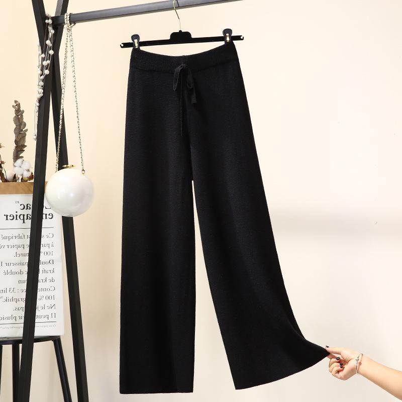 Women's Autumn-Winter High-Waisted Knit Wide-Leg Wool Pants