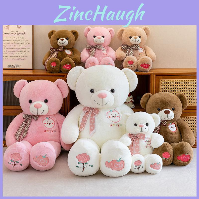 Teddy Bear Plush Toy With Heart Shape And Apple Scarf For Valentines Day Gift