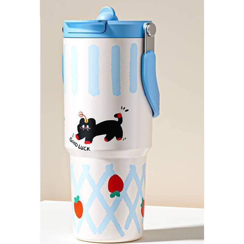 Cartoon Bunny Insulated Travel Mug With Handle And Stainless Steel For Kids And Adults