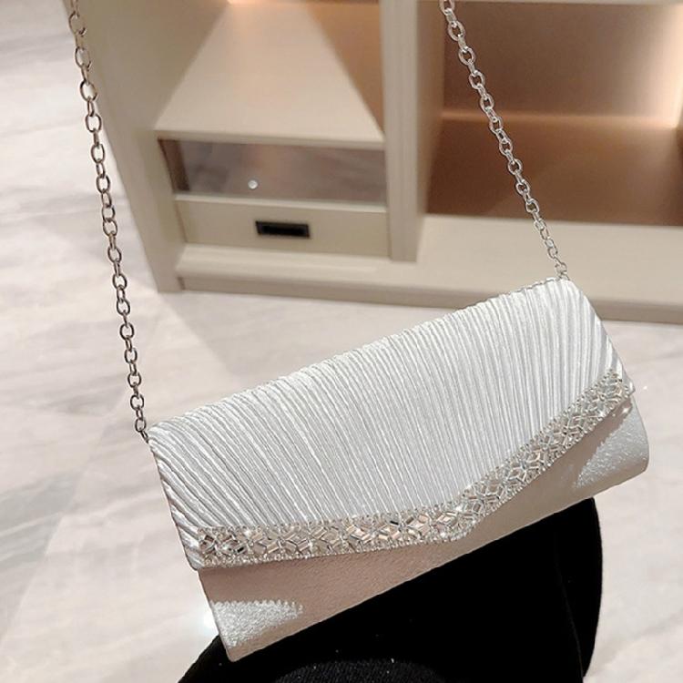 Pleated Evening Bag Wedding Gift Clutch Detachable Chain Shoulder Bags Handbag