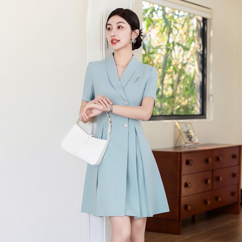 Women's Glacier Blue Professional A-Line Suit Dress