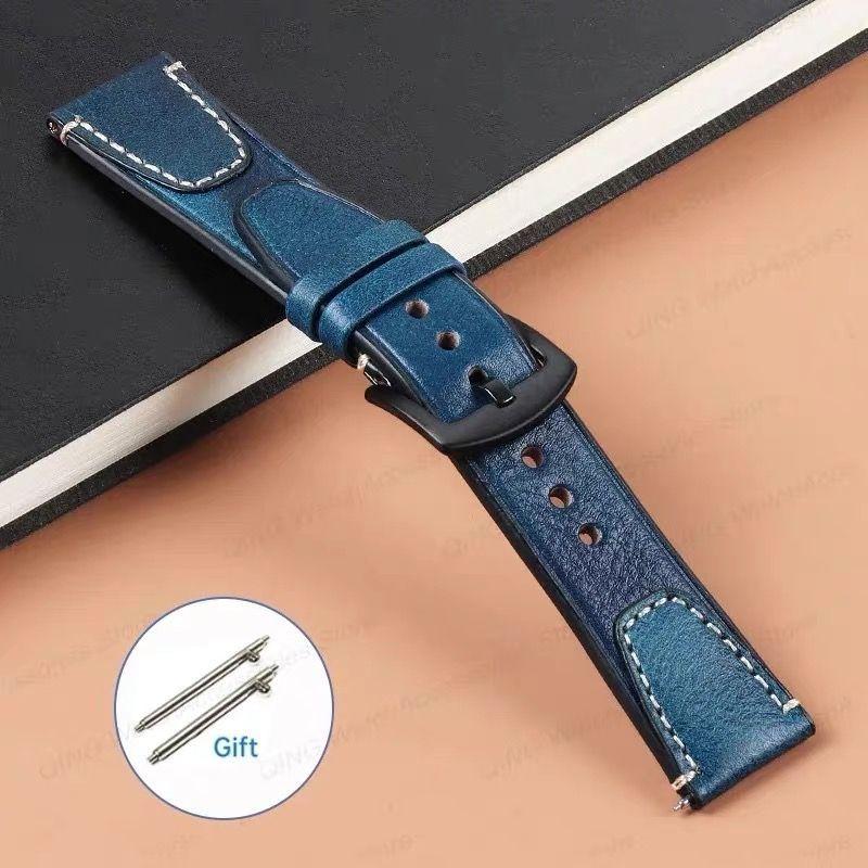 18mm 20mm 22mm Uniwersalny Retro Premium Prawdziwa Skóra Miękki Pasek Szybkozłączka Klamra Pinowa Zamienny Pasek do Zegarka Biznesowy Czarny Brązowy Niebieski Zielony