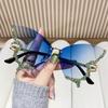 2026 New Luxury Diamond Butterfly Sunglasses for Women Oversized Rimless Retro Personality Eyewear for Party Dance & Performance