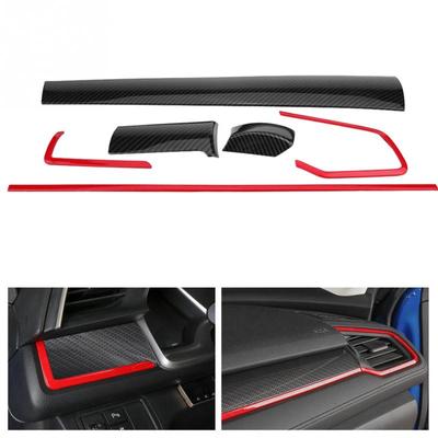 6Pcs Carbon Fiber Car Console Center Dashboard Cover Trim Decorative Stickers for Honda Civic 10th 2016 2017