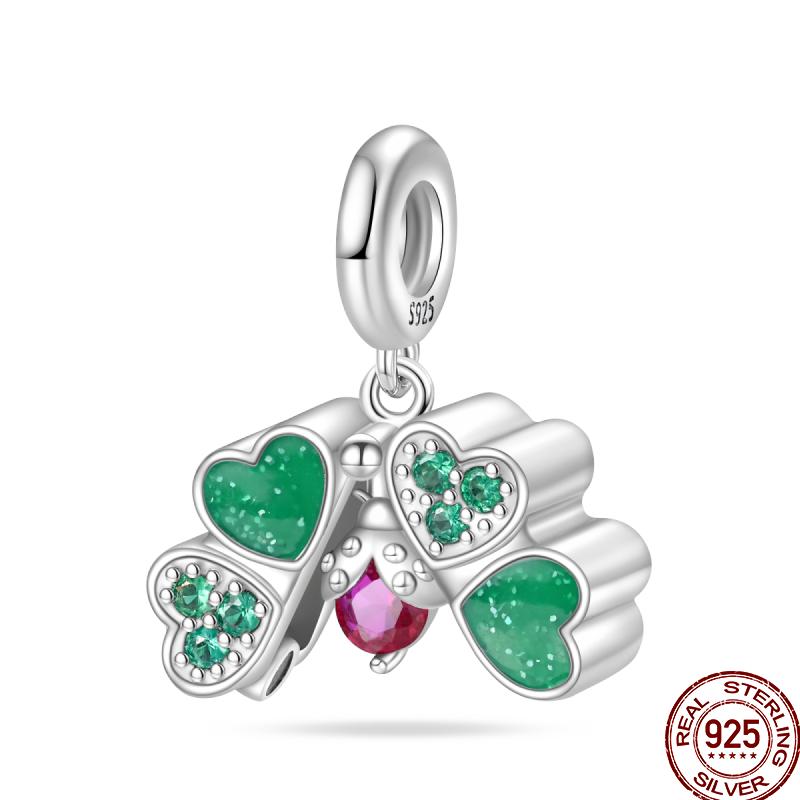 Copper Jewelry Pendant Early Spring Four Leaf Clover Flower Charm Fit Pan Beads Jewelry Birthday Diy Gift Fine Jewelry