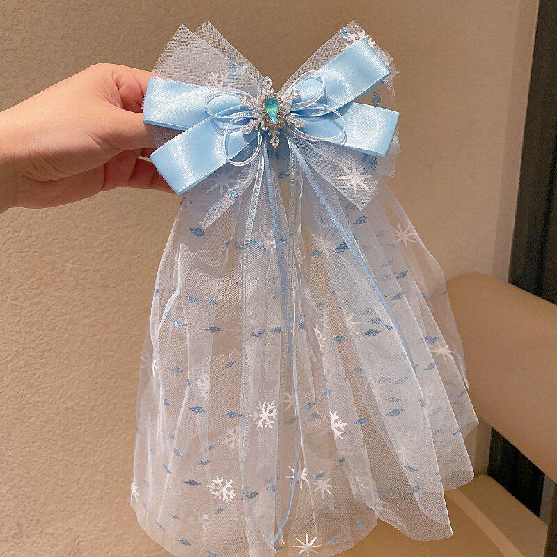 Bow Net Princess Ribbon Hair Clip: Cute Starlight Crown Children s Hair Accessory