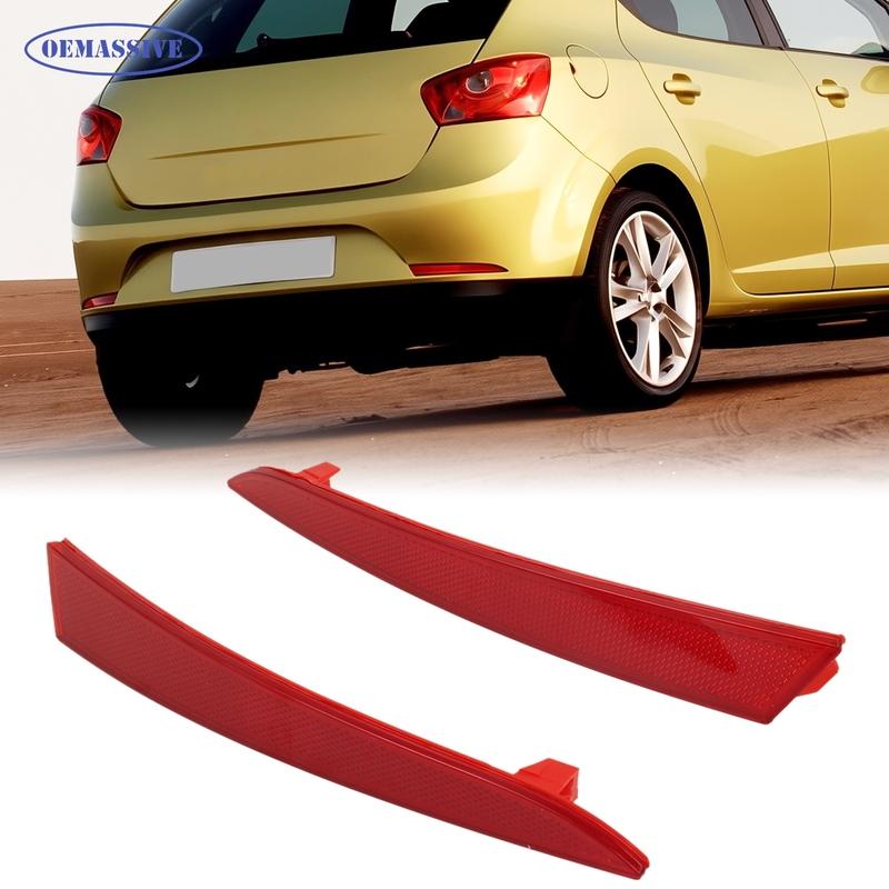 Pair of Red LED Rear Bumper Reflectors Brake Stop Lights for Seat Ibiza 4 IV 6J 5-Door 2008-2012 fits OEM  6J4945105 & 6J4945106