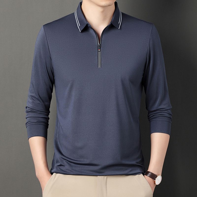 

Быстросохнущая футболка из ледяного шелка с лацканами и длинными рукавами, на молнии, свободного кроя, с рукавами до локтя, рубашка поло 4XL серый