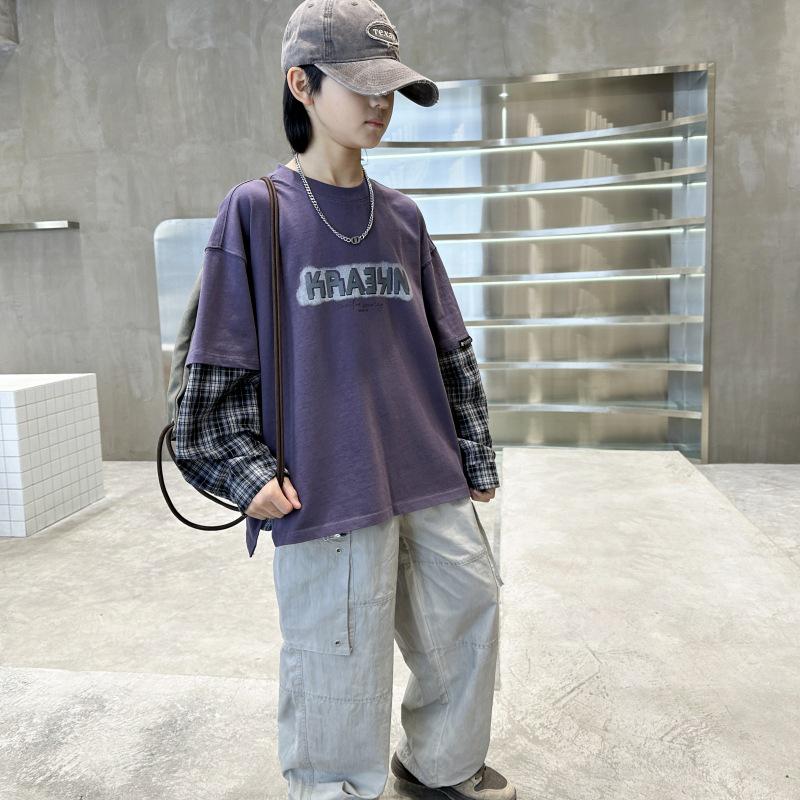 

Фиолетовый свитшот для мальчиков из двух частей – Универсальный, модный наряд для весны/осени 130 cm