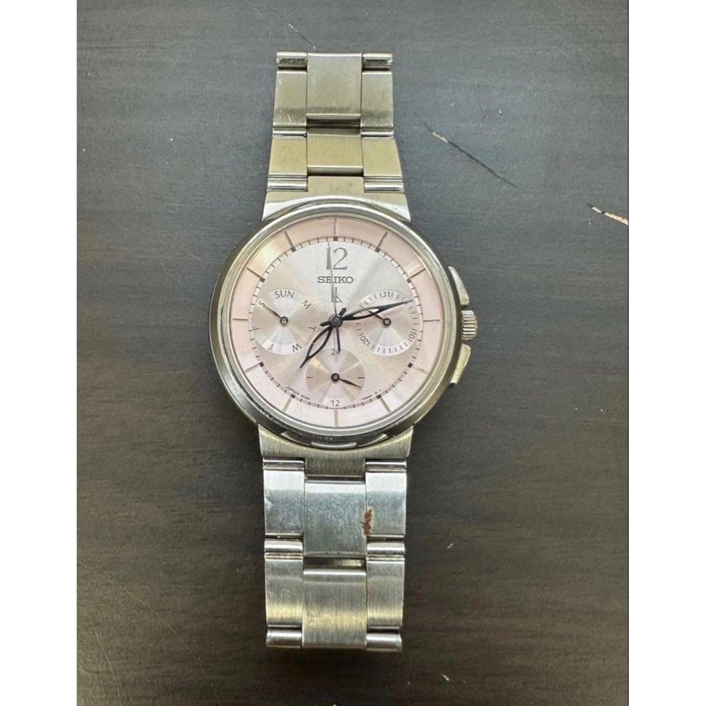Used S512 Seiko Lukia Ladies Watch Baby Pink Silver