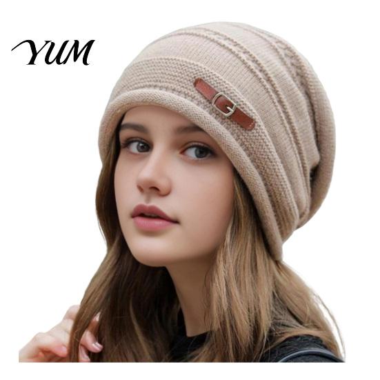 Cold Weather Commuter Hat Winter Knitted Cap for Women Girls, Thickened Warm Weather, Stylish Gift Plush Lined Fashion Stacked Hat, Slouchy