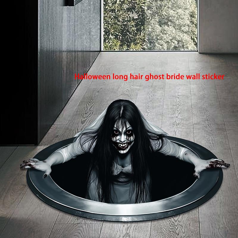 Halloween Wall Stickers Horror Horror Long Hair Ghost Bridal Floor Stickers Bedroom Living Room Home Decoration Wall Stickers