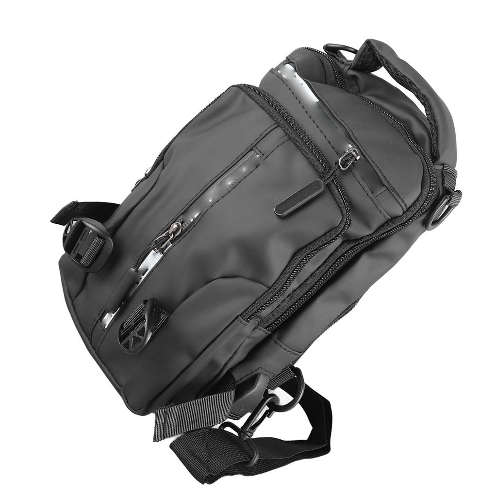 Men Nylon Backpack Waterproof Fashionable Multi Pocket Shoulder Chest Messenger Bag with USB Charging Port 5 Pocket