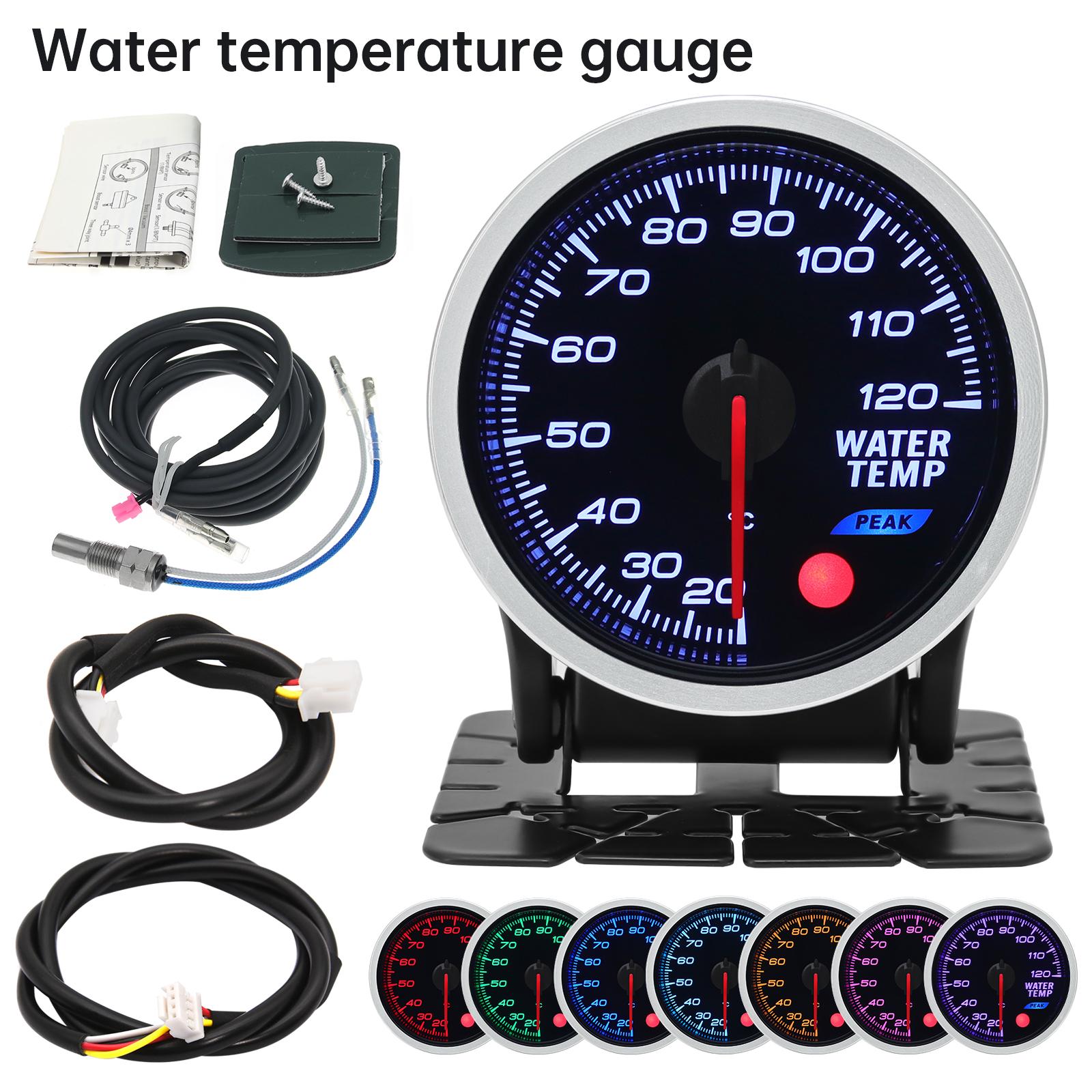 20~120℃ Water Temperature Gauge with 8 Color Backlight 2 52MM Water Temp Meter+Sensor 1/8NPT 10MM 12V Car Gasoline Engine water temp gauge