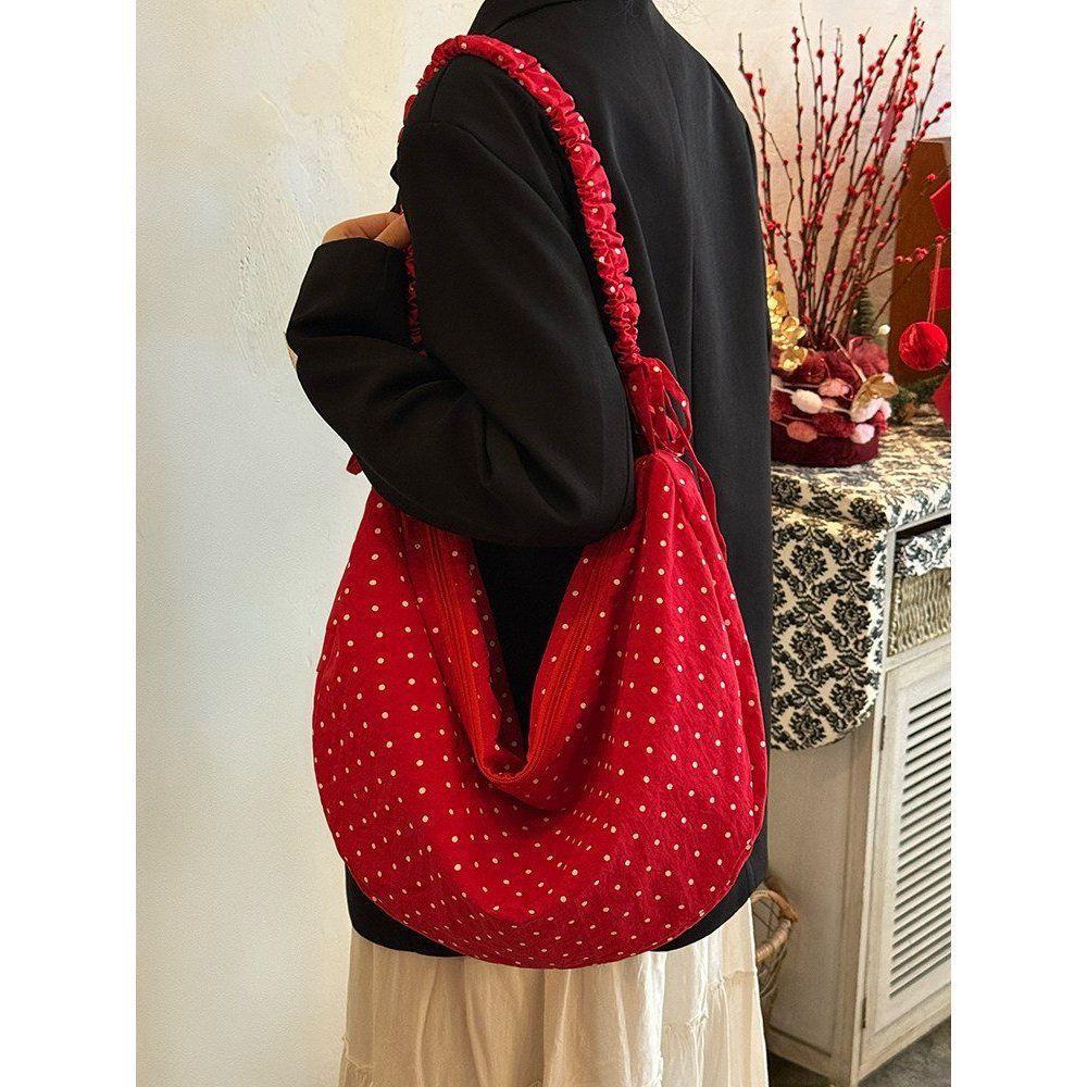 

Oval-shaped Bag with Large Capacity, Relaxed Style, Single Shoulder Crossbody Bag, Commuting Tote Bag красный