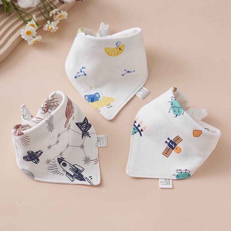 Newborn Pure Cotton Snap Bib - Double Layer Triangle Scarf for Babies
