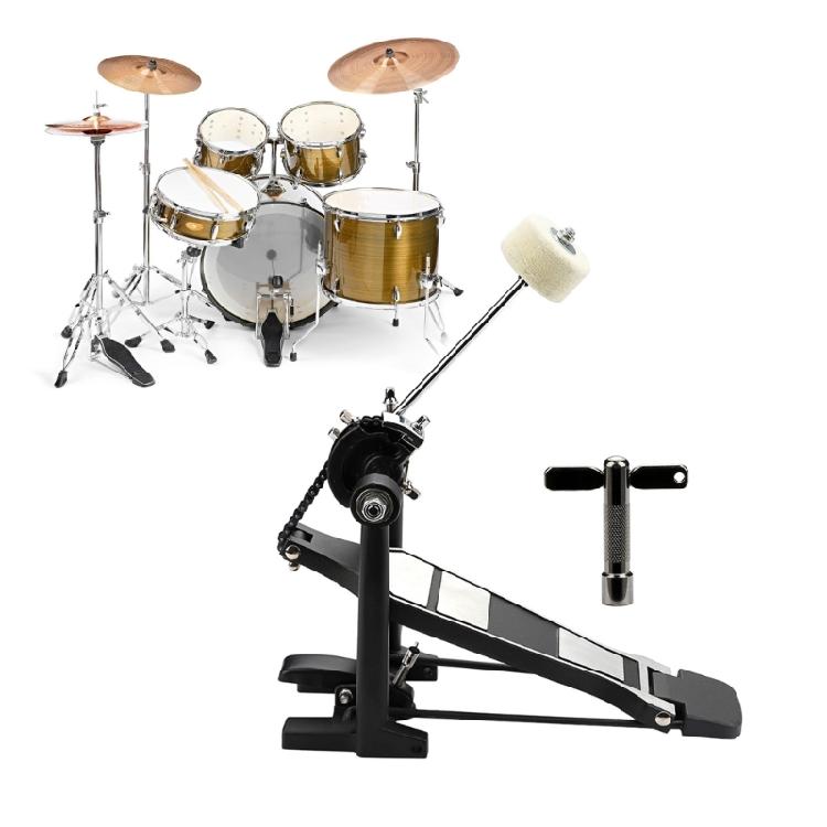 Single Bass Drum Pedal with Felt Beater Stick & Drum Key Kick Drum Pedals for Beginner & Professional Drummers Enduring