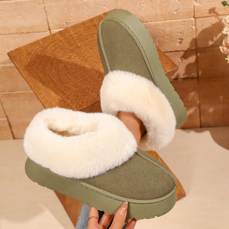 Low-top fluffy snow boots for women, new thick-soled non-slip bread shoes in winter, piled and thickened warm cotton shoes