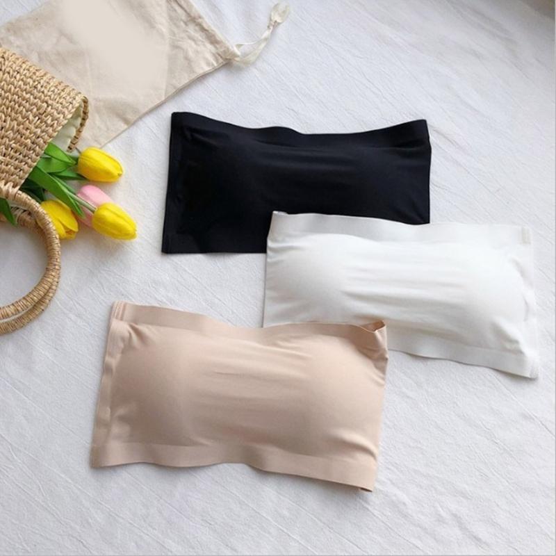 Strapless Bralettes for Women Nonslip Bandeau Bra Seamless Wireless Strapless Bra Padded Tube Top Bras