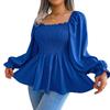 Echte Aufnahme Frühling/Sommer 2025 Damen Lässiges Chiffon-Oberteil mit Rüschen, quadratischem Ausschnitt und langen Ärmeln
