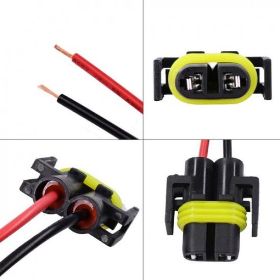 Wire Pigtail S Female H11 Two Harness Head Light Low Beam Socket Connector Plug