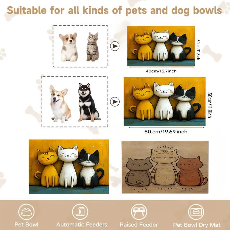 Alfombrilla Antideslizante con Diseño de Gato para Alimentación de Mascotas, Diseño Lindo con Superficie Impermeable a Prueba de Fugas Fácil de Limpiar para Prevenir la Contaminación del Suelo.