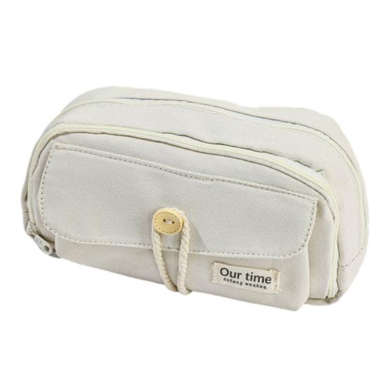 Retro Pencil Bag Multi-Compartment Canvas Pencil Case Large Capacity Pen Pouch Stationery Organizer for Students Boys Girls