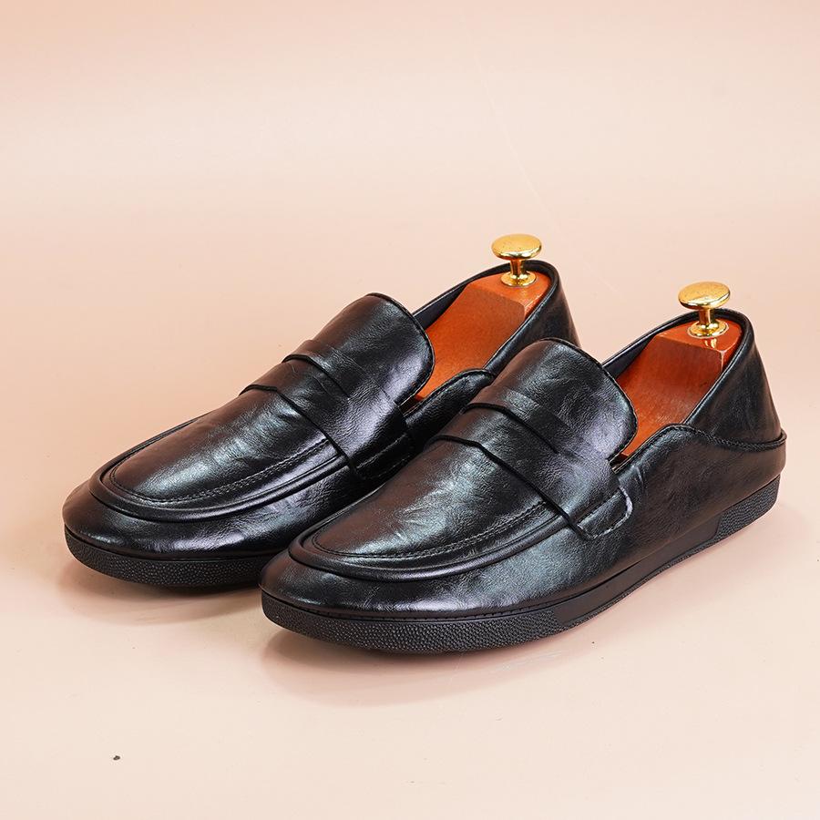 

Doudou shoes men s casual leather shoes 2025 autumn new leather loafers lazy one pedal breathable men s shoes trend 44