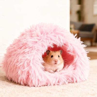 Fluffy Warm Hamster Plush Nest Comfortable Soft Rabbit Sleeping Nest Non-slip Windproof Hamster Cage Cage Decoration