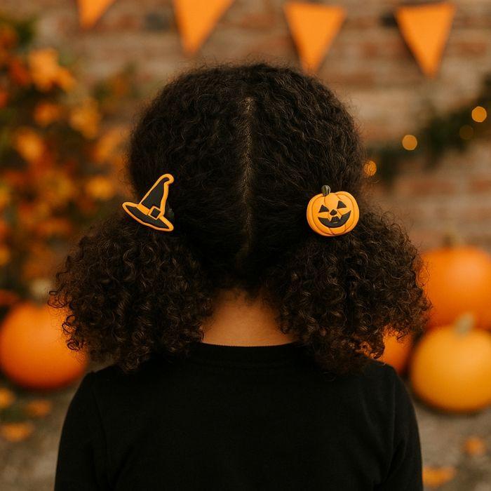 Set of 8 Halloween Hair Ties – Random Patterns, Mixed Colors | Children & Adults