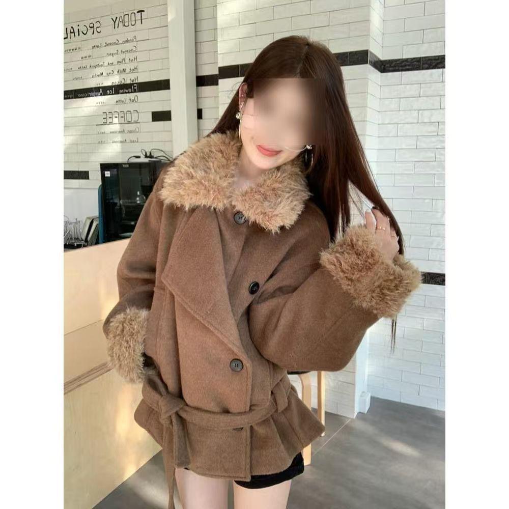 Melaleuca Women s Woolen Coat - Mid-Length Fragrance Style, Rich Girl Autumn/Winter Wear Small верблюд