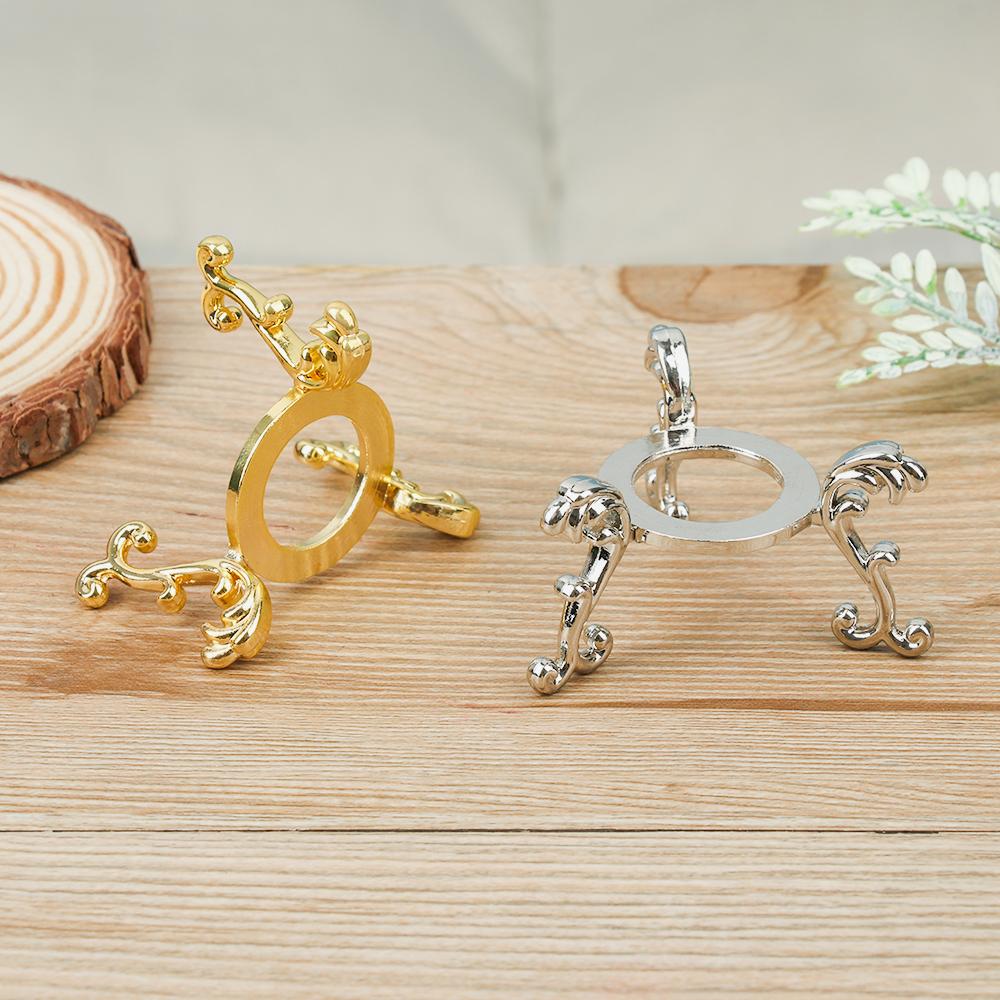 1Pc Figurine Crystal Ball Base Handicraft Desktop Ornaments Photography Props Display Stand Sphere Stone Support Metal Holder