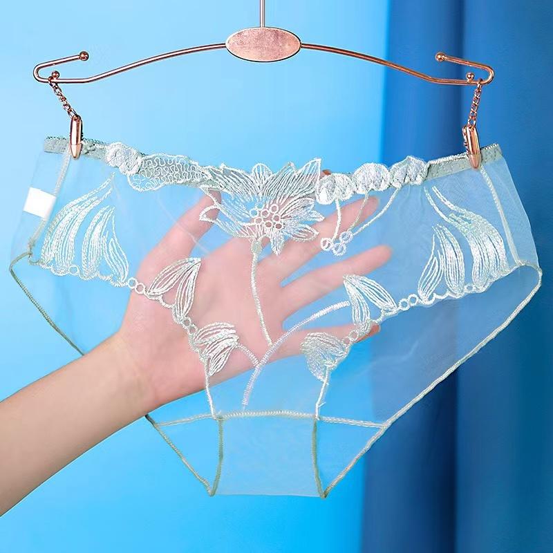 Transparent Mesh Panties for Women Lace Sexy Underwear Low-Waist Female Traceless Underpants Perspective Briefs Lingerie