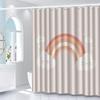 1pc rainbow pattern shower curtain with hook, bathroom partition, bathroom accessories, home decoration