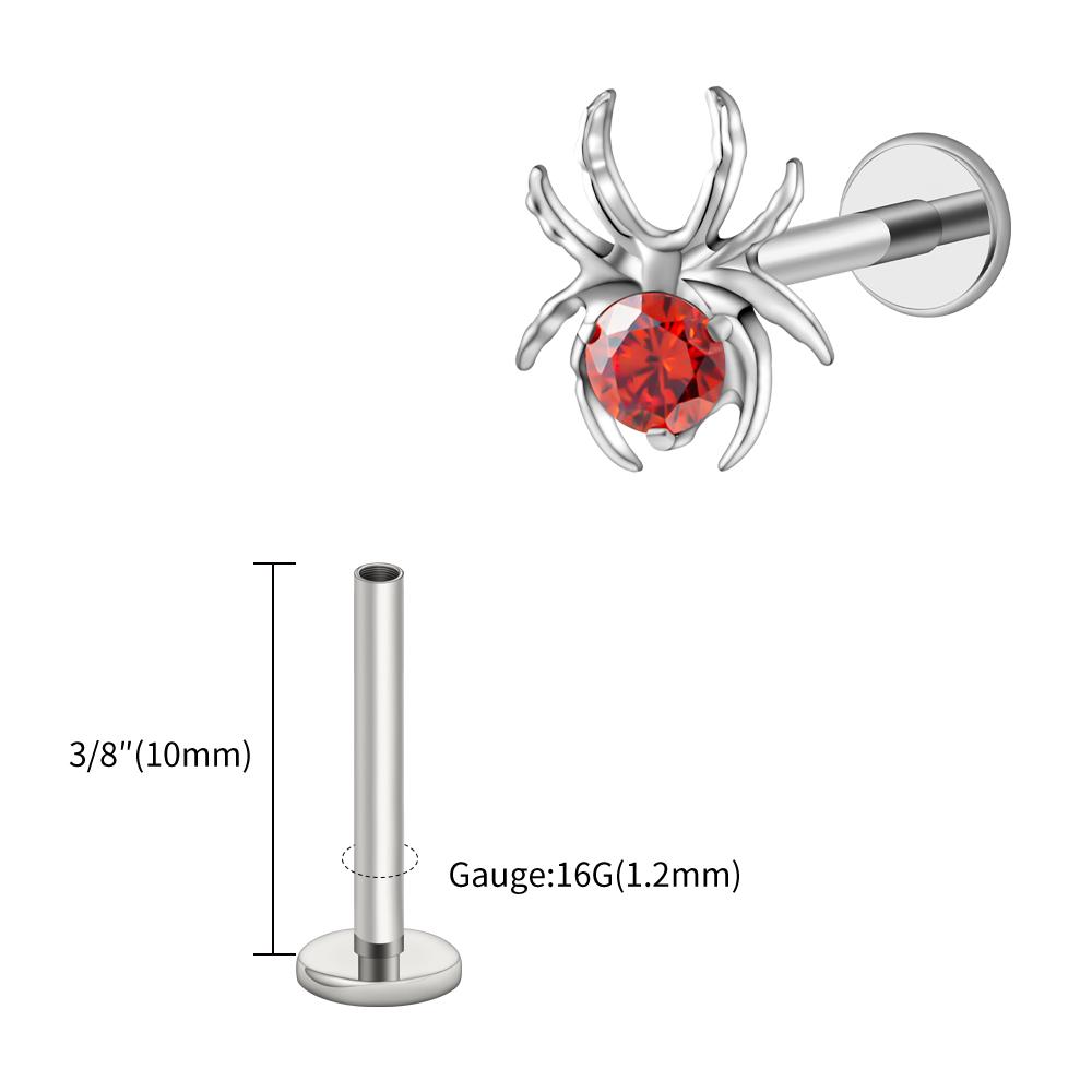Right Grand ASTM F136 Titanium 16G CZ Spider Cartilage Earring Animal Spider Helix Tragus Lobe Stud Halloween Piercing Jewelry