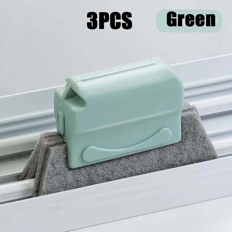 

Салфетка для чистки оконных пазов, кухонная щетка для чистки окон, щетка для чистки окон, щетка для чистки оконных пазов, инструмент для очистки Green 3PCS