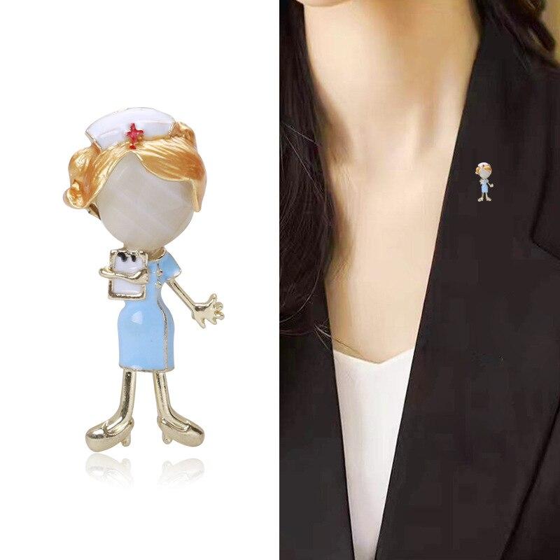 Blucome Cute Little Nurse Brooch Trend Personality Temperament Coat Cardigan Corsage Fashion Accessories Pin