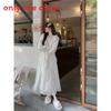 Spring Women Lace Dress With Long Sleeves And Ruffle Hem For Casual And Travel
