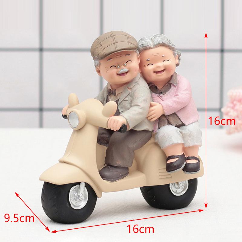 Grandparents Figurines Elderly Couple Figurines Craft Night Light Miniature Sweet Ornament Love Statue Bedside Decor Accessories
