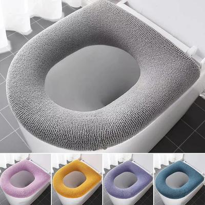 Weicher, warmer Toilettensitzbezug für den Winter, verdickter Toilettensitzbezug, Strickmatte, Toilettenpolster, waschbare Bidetbezüge, Badezimmerzubehör