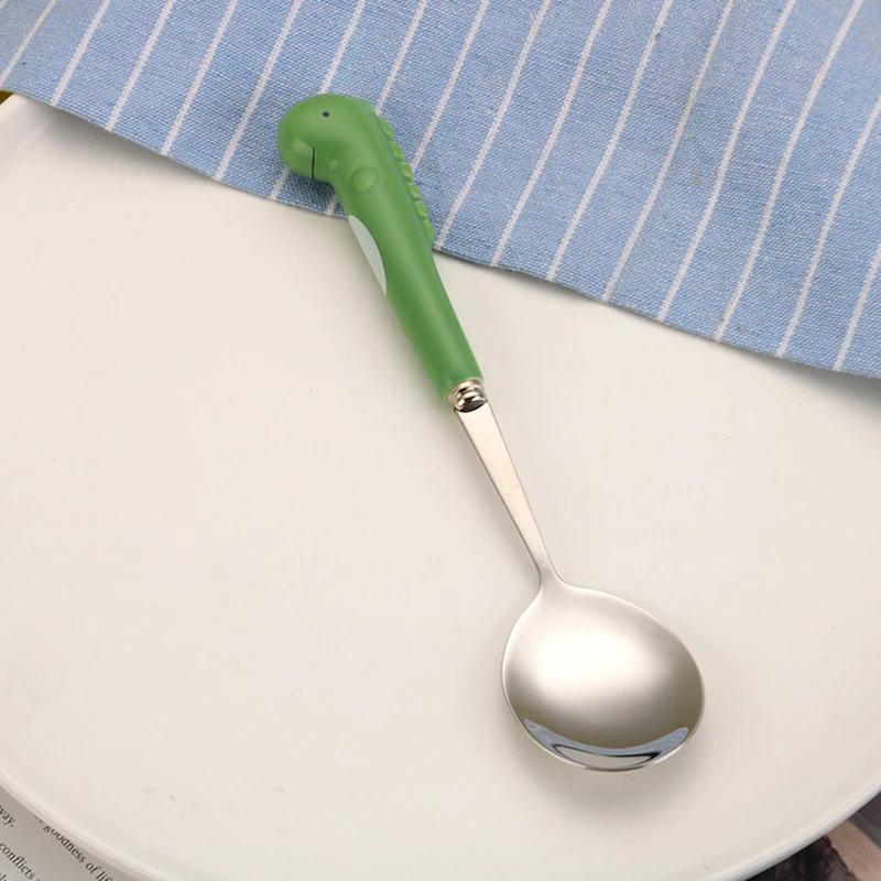 Ins Cartoon Bear Dragon Spoon Fork Chopsticks Cutlery Set for Children Kids School Cute Portable Stainless Steel Tableware