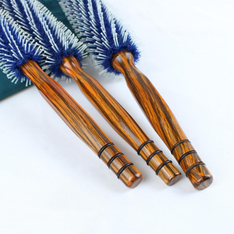 Anti Static Wood Natural Boar Bristle Hair Round Brush Hairdresser Styling Tool Teasing Brush For Hair Curly Comb Barber Salon