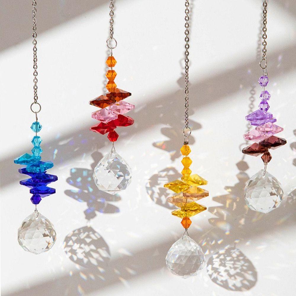 5Pcs Hanging Prism Pendant Rotating Sun Catcher Home Decor Crystal Wind Chime  Outdoor