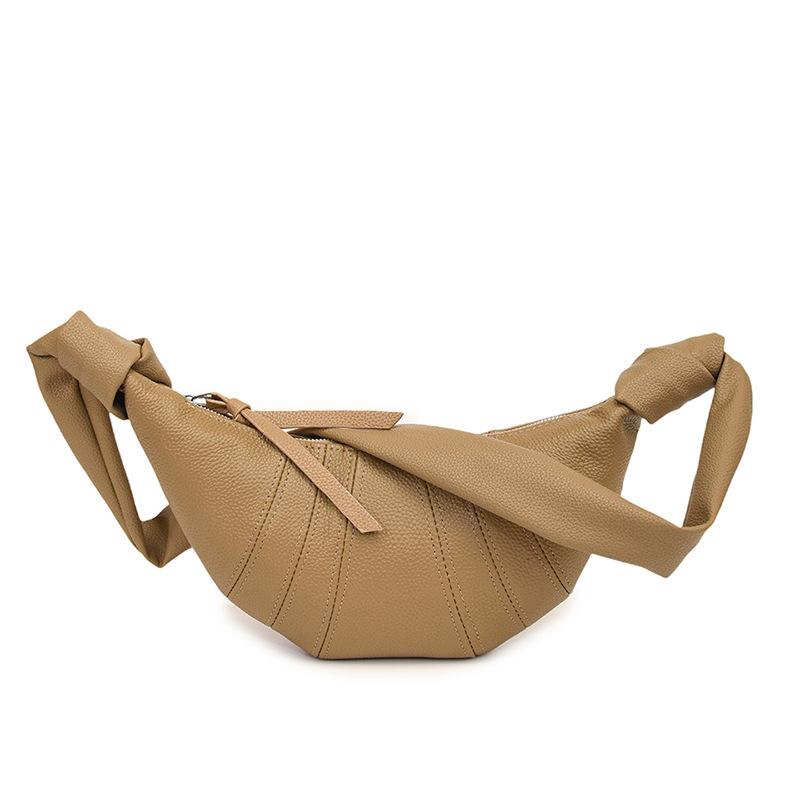 

Новая ретро нишевая сумка-круассан, мягкая кожаная сумка-пельмень, модная сумка на одно плечо через плечо, женская сумка-багет, женская сумка из натуральной кожи хаки