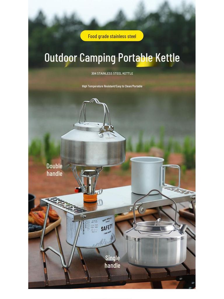 Ultralight Stainless Steel Camping Kettle - Portable Outdoor Use