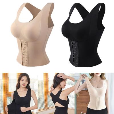 1PC Women Slimming Vest Tummy Control Posture Corrector Bra Padded Camisole Adjustable Hook Loop Front Closure Bra Underwear