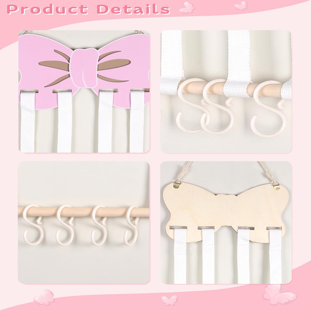 Hair Accessory Organizer With 8 Hooks Hanging Storage Rack For Hair Clips Hat Headband Space Saving Bathroom Bedroom Door Closet