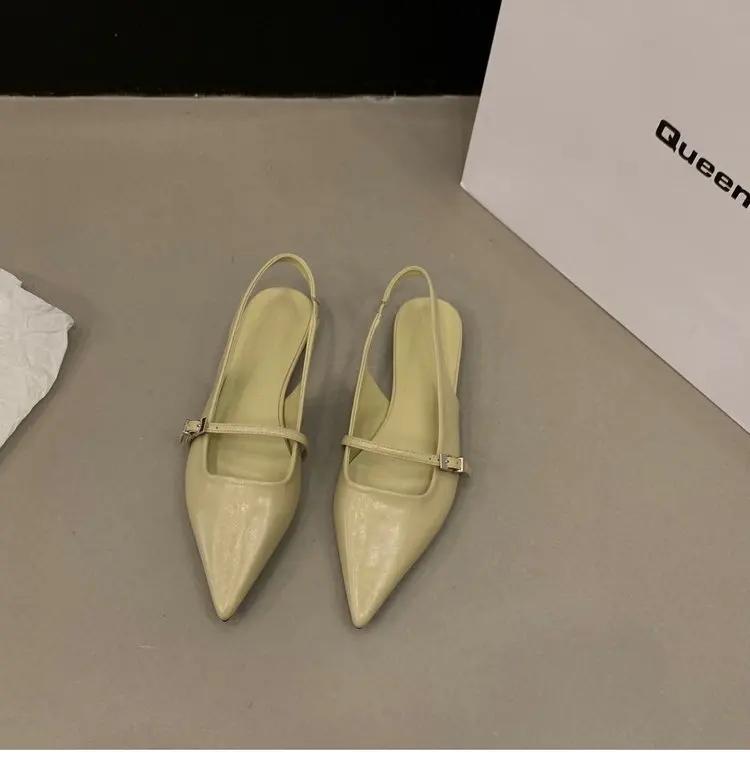 

Сандалии Baotou на плоской подошве для женщин 2043 г. Новые летние туфли с острым носком на низком каблуке в повседневном стиле, сандалии на каблуках для женщин 39 хаки